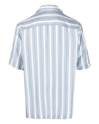 Chemise à manches courtes en soie imprimée bleu clair Corneliani