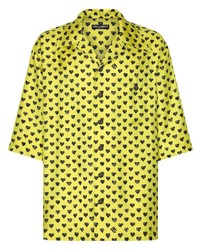 Chemise à manches courtes en soie imprimée chartreuse Dolce & Gabbana