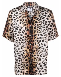 Chemise à manches courtes en soie imprimée léopard beige Endless Joy