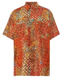 Chemise à manches courtes en soie imprimée multicolore Burberry
