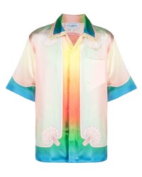 Chemise à manches courtes en soie imprimée multicolore Casablanca