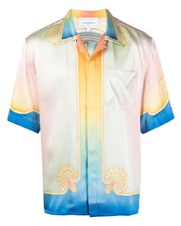 Chemise à manches courtes en soie imprimée multicolore Casablanca