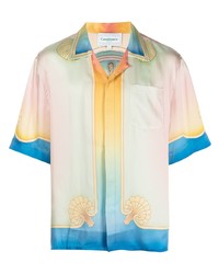 Chemise à manches courtes en soie imprimée multicolore Casablanca