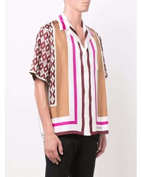 Chemise à manches courtes en soie imprimée multicolore Valentino