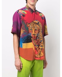Chemise à manches courtes en soie imprimée multicolore Etro