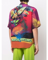 Chemise à manches courtes en soie imprimée multicolore Etro