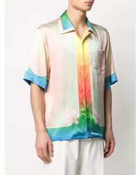 Chemise à manches courtes en soie imprimée multicolore Casablanca