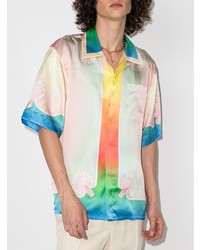 Chemise à manches courtes en soie imprimée multicolore Casablanca