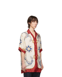 Chemise à manches courtes en soie imprimée multicolore Gucci