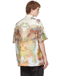 Chemise à manches courtes en soie imprimée multicolore Burberry
