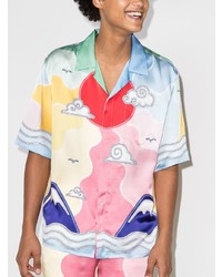 Chemise à manches courtes en soie imprimée multicolore Casablanca