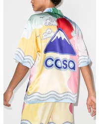 Chemise à manches courtes en soie imprimée multicolore Casablanca