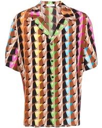 Chemise à manches courtes en soie imprimée multicolore Valentino