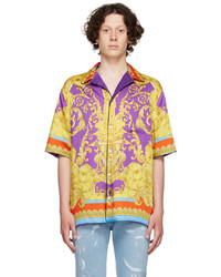 Chemise à manches courtes en soie imprimée multicolore Versace Underwear