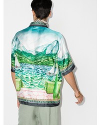 Chemise à manches courtes en soie imprimée multicolore Casablanca