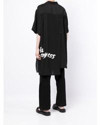 Chemise à manches courtes en soie imprimée noire et blanche Yohji Yamamoto