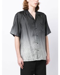 Chemise à manches courtes en soie imprimée noire Brioni