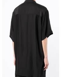 Chemise à manches courtes en soie imprimée noire Yohji Yamamoto