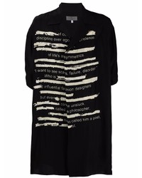 Chemise à manches courtes en soie imprimée noire Yohji Yamamoto