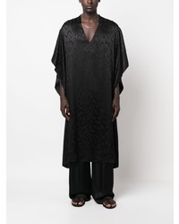 Chemise à manches courtes en soie imprimée noire Saint Laurent