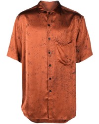 Chemise à manches courtes en soie imprimée orange Song For The Mute