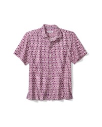 Chemise à manches courtes en soie imprimée pourpre