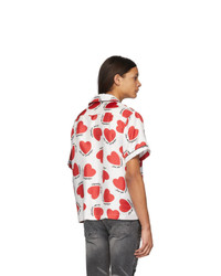 Chemise à manches courtes en soie imprimée rouge et blanc Amiri
