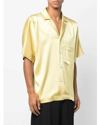 Chemise à manches courtes en soie jaune Nanushka