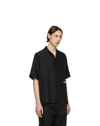 Chemise à manches courtes en soie noire MSGM