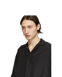 Chemise à manches courtes en soie noire MSGM