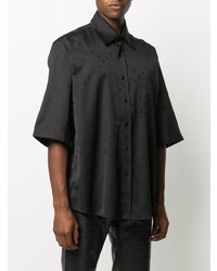 Chemise à manches courtes en soie noire Marine Serre