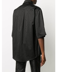 Chemise à manches courtes en soie noire Marine Serre