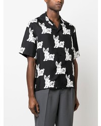 Chemise à manches courtes en soie noire Amiri