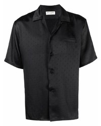 Chemise à manches courtes en soie noire Saint Laurent