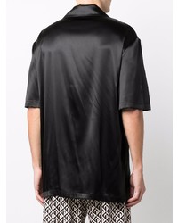 Chemise à manches courtes en soie noire Versace