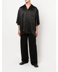 Chemise à manches courtes en soie noire Balenciaga