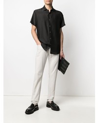 Chemise à manches courtes en soie noire Emporio Armani