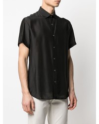 Chemise à manches courtes en soie noire Emporio Armani