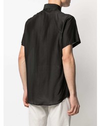 Chemise à manches courtes en soie noire Emporio Armani