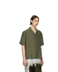 Chemise à manches courtes en soie olive MSGM