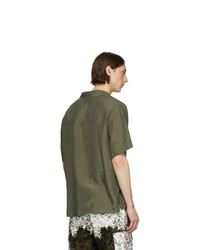 Chemise à manches courtes en soie olive MSGM