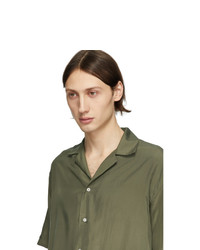 Chemise à manches courtes en soie olive MSGM