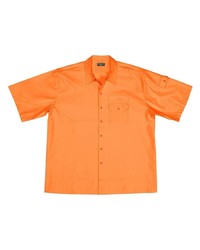 Chemise à manches courtes en soie orange Balenciaga