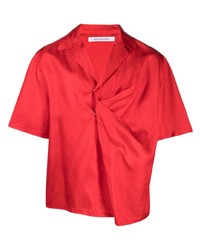 Chemise à manches courtes en soie rouge Bianca Saunders
