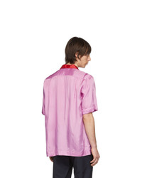 Chemise à manches courtes en soie rouge Dries Van Noten