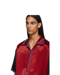 Chemise à manches courtes en soie rouge Gucci