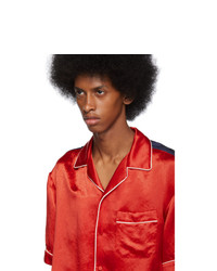 Chemise à manches courtes en soie rouge Gucci