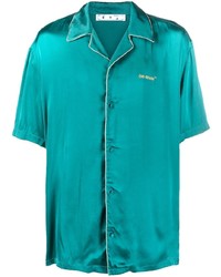 Chemise à manches courtes en soie turquoise Off-White