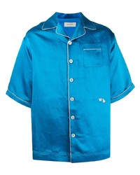 Chemise à manches courtes en soie turquoise Wales Bonner