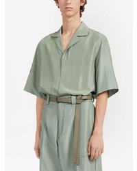 Chemise à manches courtes en soie vert menthe Zegna